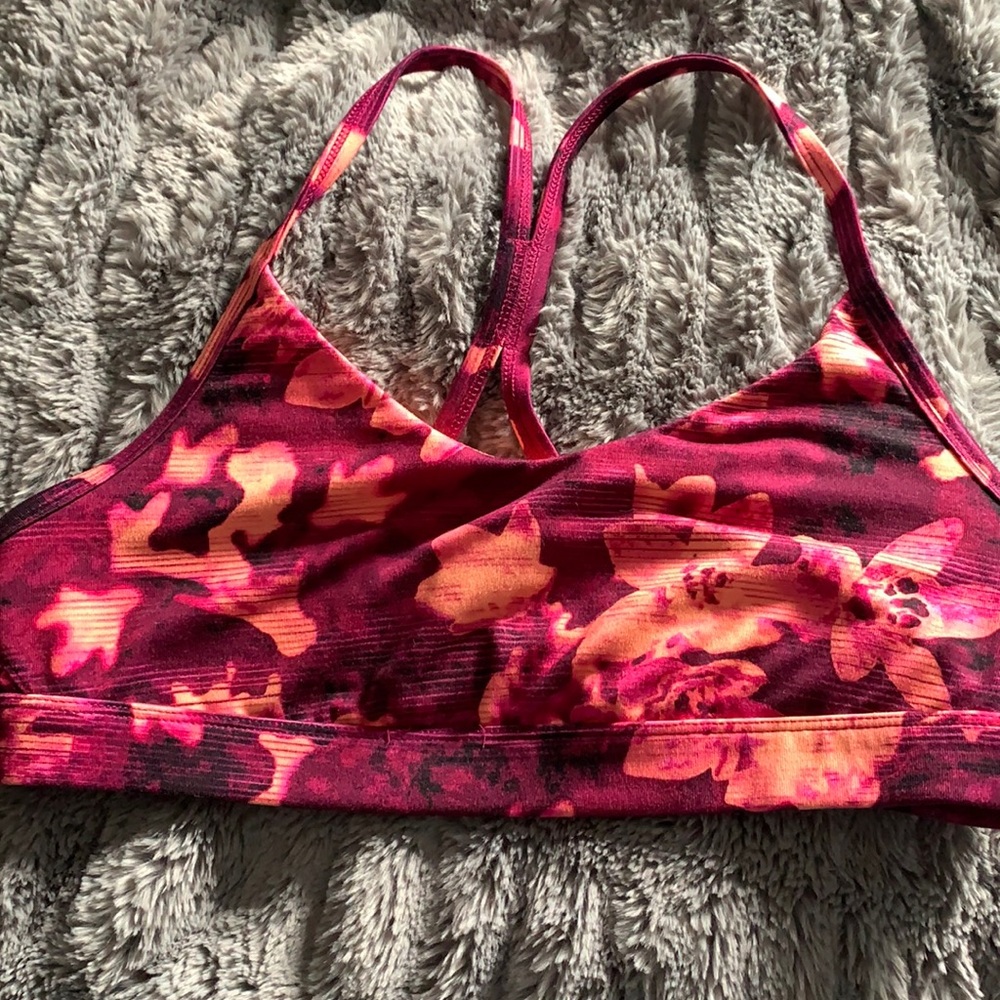 Purple & Coral floral sports bra